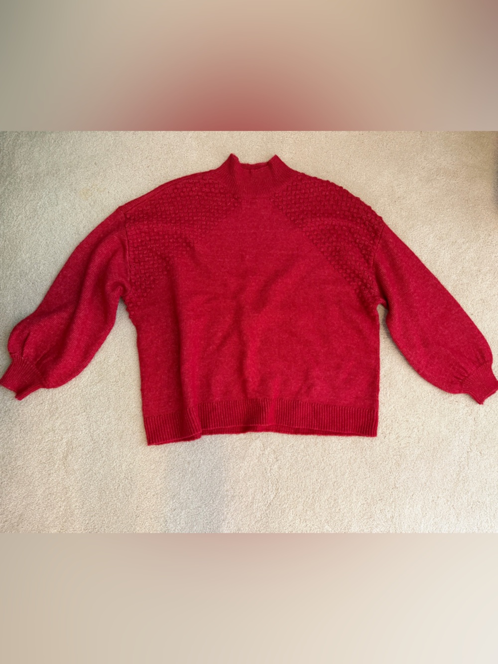 Kohl's Red Mock Neck Textured Knit Sweater